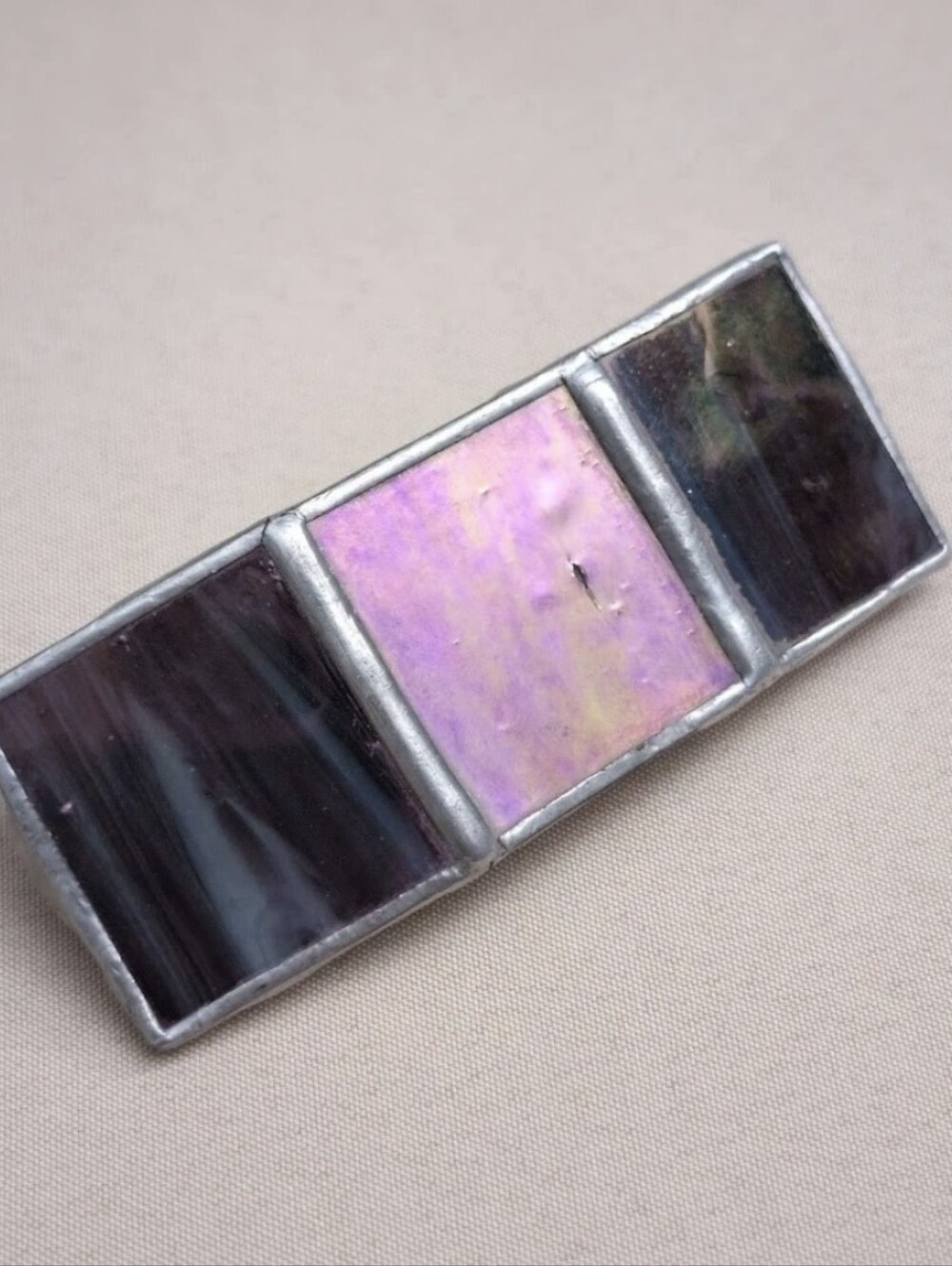 Vintage Violet Stained Glass Hair Barrette